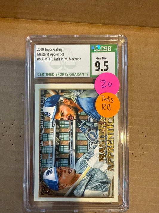 2019 Topps Gallery Master & Apprentice #MA-MTJ F. Tatis Jr./ M. Machado CSG 9.5
