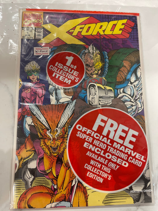 X-Force #1  still has bag (open) and trading cards