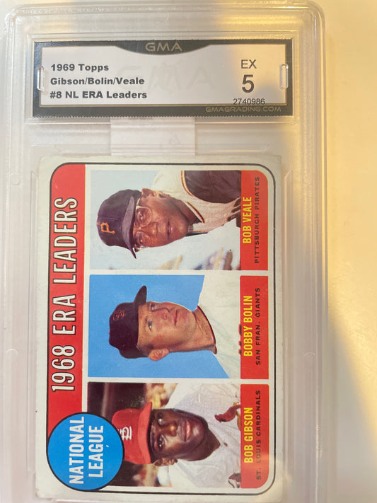 1969 Topps Gibson/Bolin/Veale #8 NL ERA Leaders GMA 5