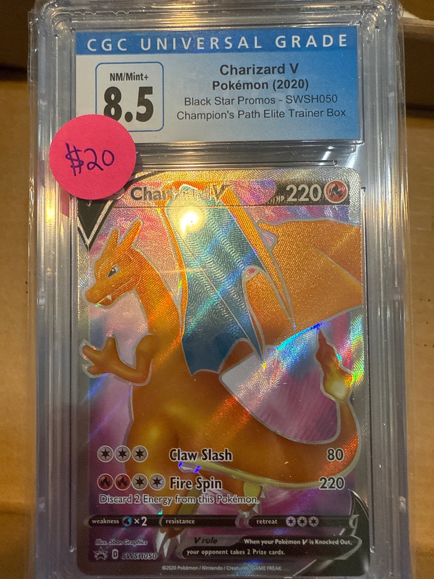 Charizard V 2020 Black Star Promos SWSH050 Champion’s Path Elite Trainer Box CGC 8.5