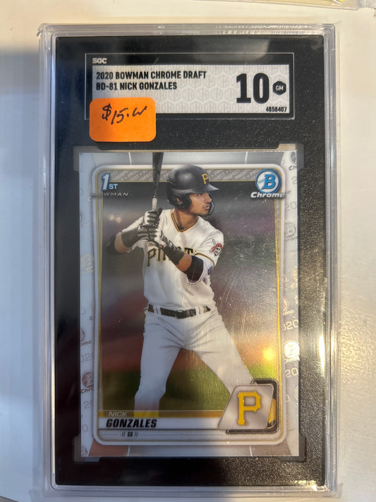 2020 Bowman Chrome Draft SGC 10 BD81 Nick Gonzalez