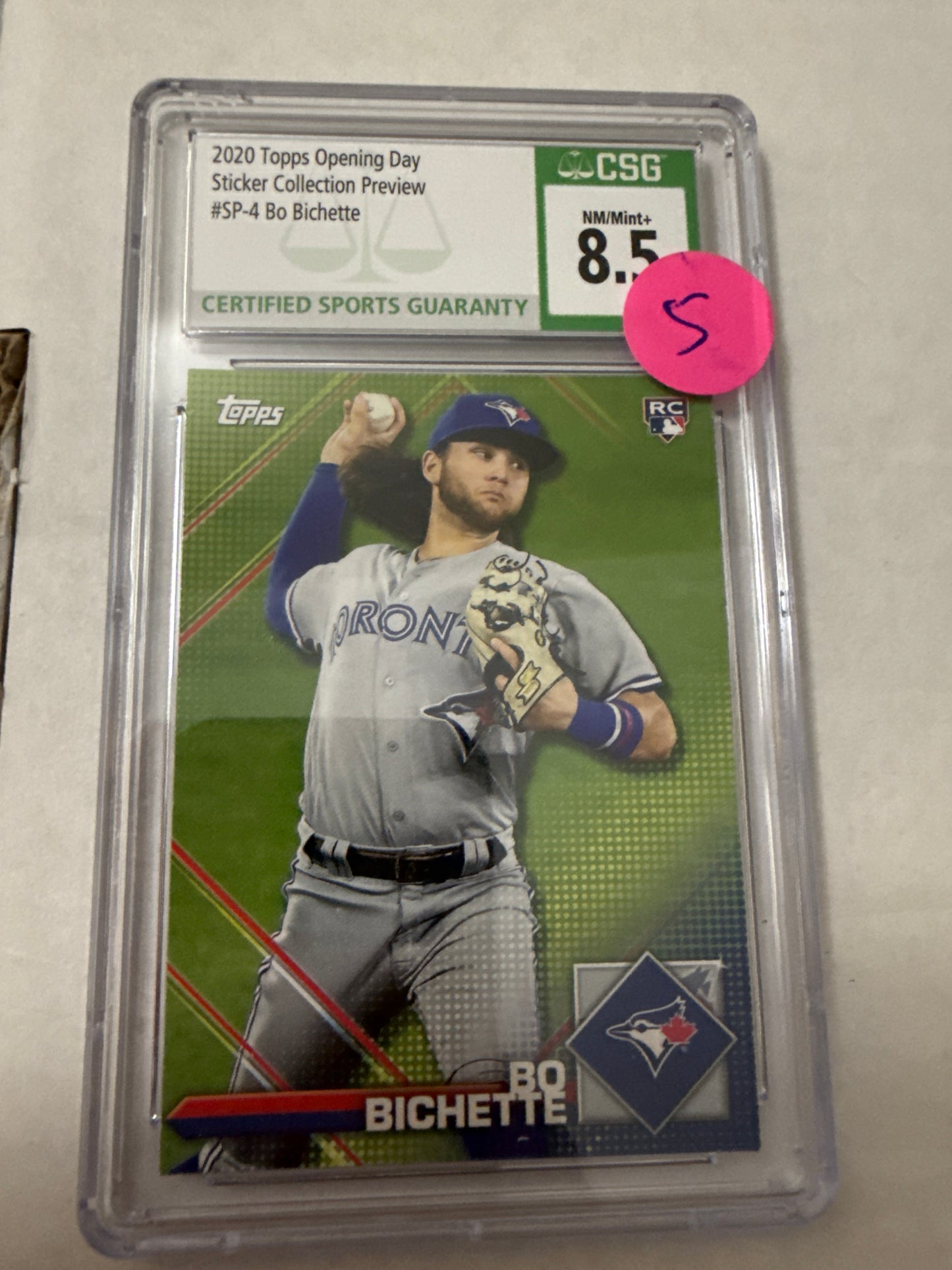 2020 Topps Chrome Opening Day Sticker Collection Bo Bichette CSG 8.5