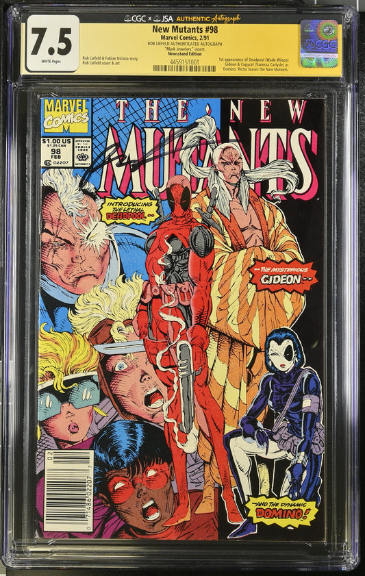 New Mutants #98 CGC 7.5 Mark Jewelers Newsstand Signed