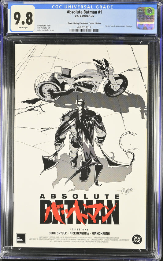 Absolute Batman #1 CGC 9.8 * 3rd Print Akira Homage
