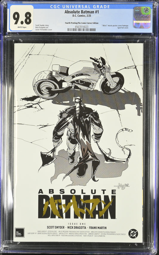 Absolute Batman #1 CGC 9.8 * 4th Print Akira Homage