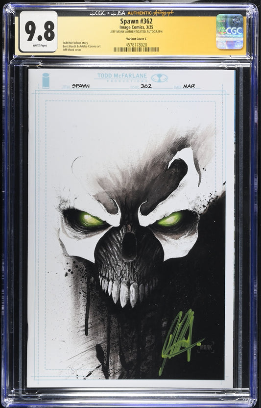 Spawn #362 CGC 9.8 Sketch Jeff Monk SIGNED