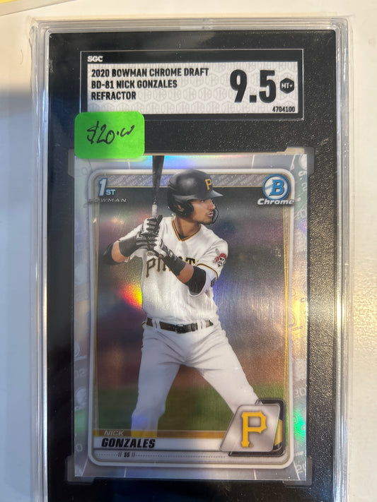2020 Bowman Chrome SGC 9.5 BD-81 Nick Gonzales Refractor