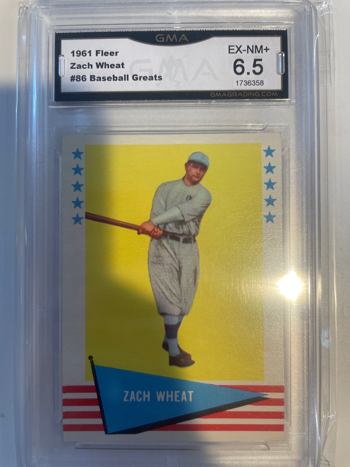 1961 Fleer Zach Wheat #86 Baseball Greats GMA 6.5