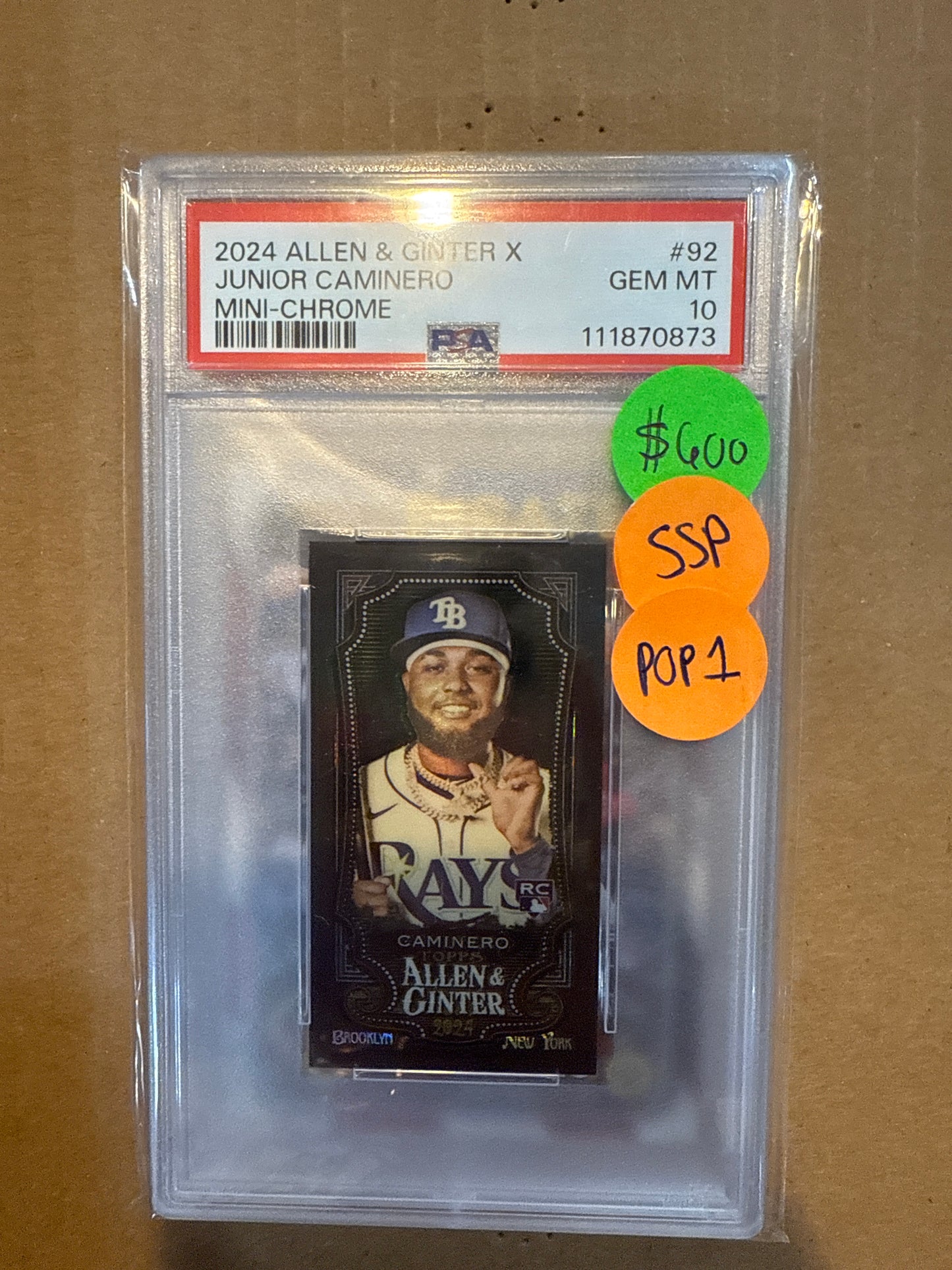 2024 Allen & Ginter X Junior Caminero Mini- Chrome PSA 10