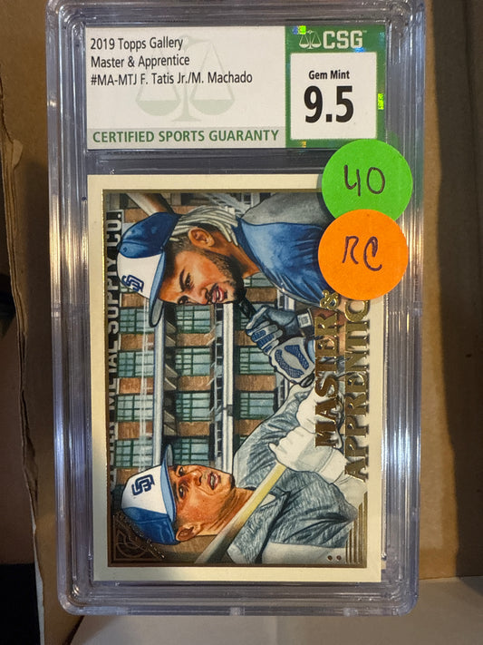 2019 Topps Gallery Master & Apprentice #MA-MTJ F. Tatis Jr./ M. Machado CSG 9.5