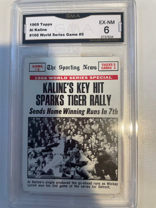 1969 Topps Al Kaline #166 World Series Game #5 GMA 6