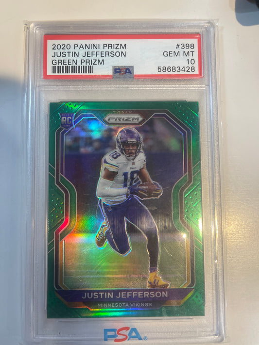 2020 Panini Green Prizm Justin Jefferson GEM MINT 10
