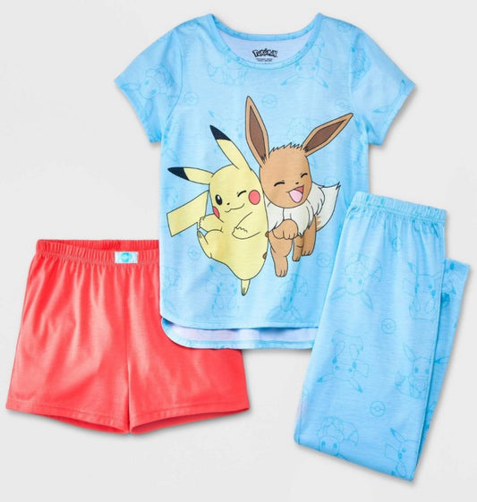 Girls’ Pokemon 3 piece pajama set Small (6-6x)