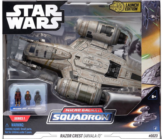 Star Wars Micro Galaxy Squadron Razor Crest (Arvala-7) - 7-Inch Walmart Exclusive Starship Class Vehicle with Three 1-Inch Micro Figure Accessories