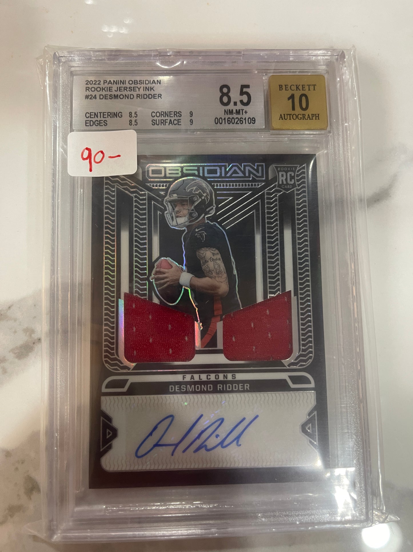 2022 Panini Obsidian Rookie Jersey Ink Desmond RidderBGS 8.5 Auto 10