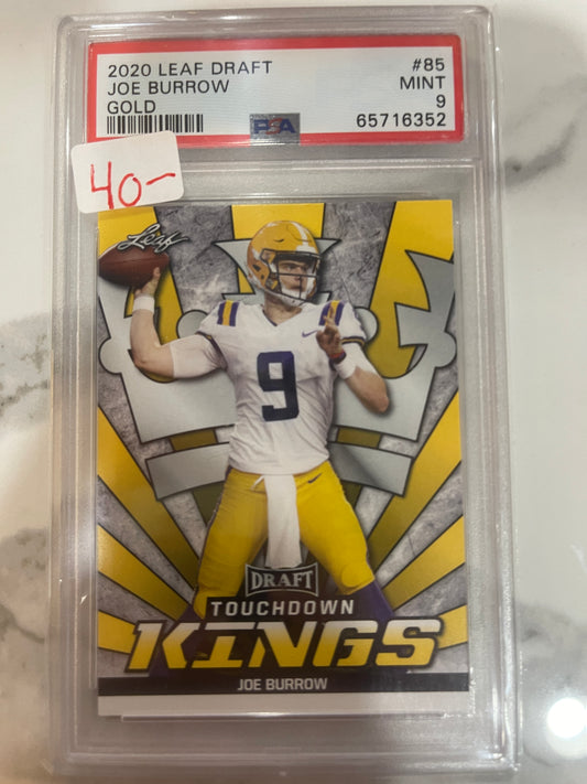 2020 Leaf Draft Gold Joe Burrow #85 PSA 9 MINT Touchdown Kings