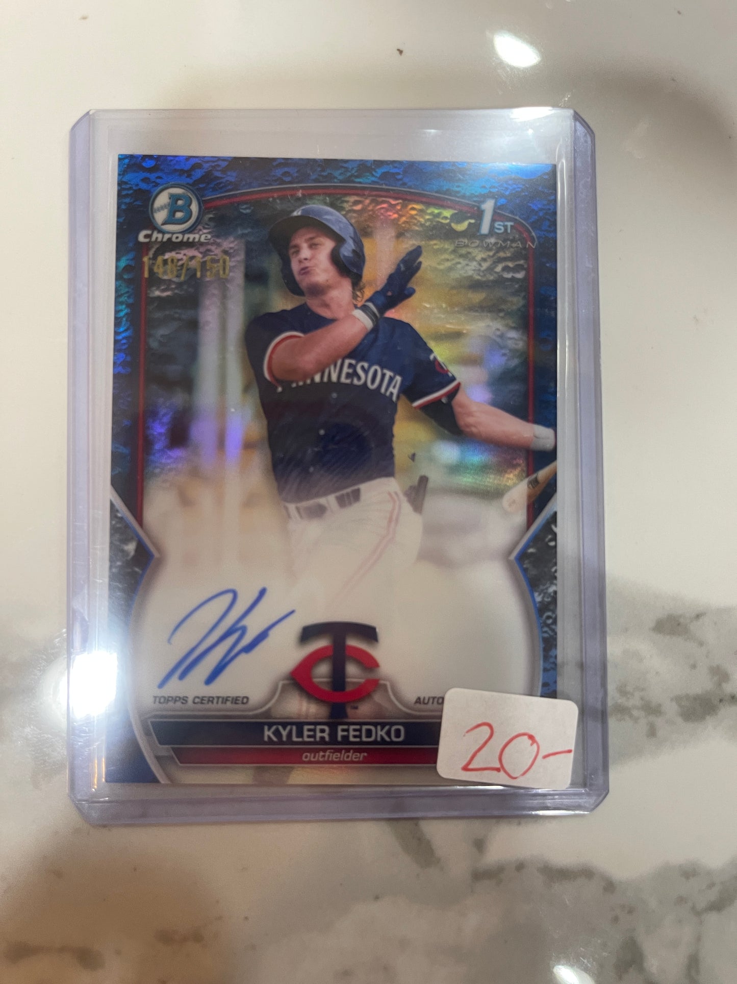 2023 Bowman Chrome Prospect Auto Blue Holo #CPA-KF KYLER FEDKO /150  Twins